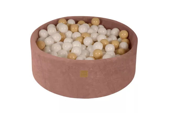 MeowBaby® Piscine sèche ronde avec balles 7cm pour bébé, 90x30cm/200 balles, velours, beige