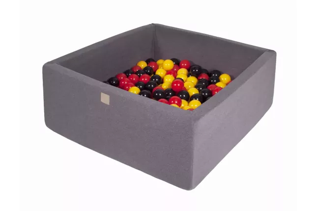 MeowBaby® Piscine sèche carrée avec boules de 7cm pour bébé, 110x110x40cm/400 boules, coton, gris foncé